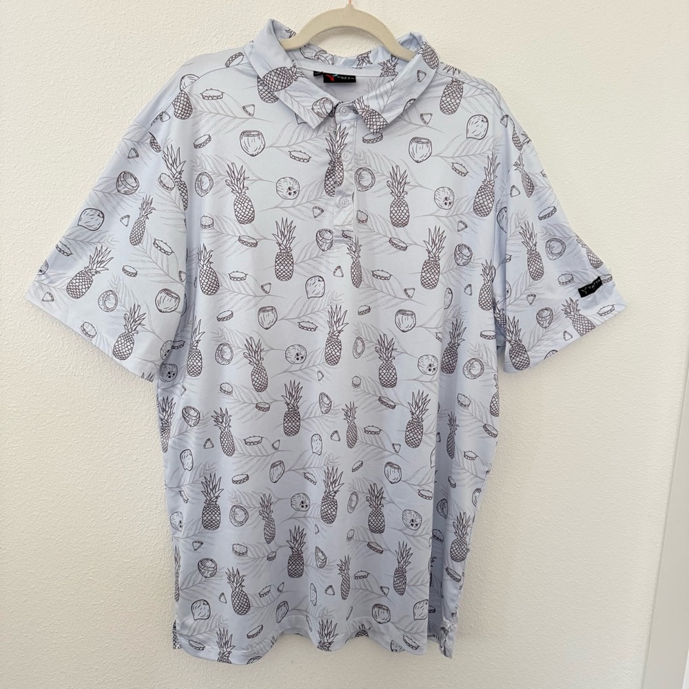 Yatta PIÑA COLADA GOLF POLO Performance Shirt All Over Graphic Tropical Mens XXL